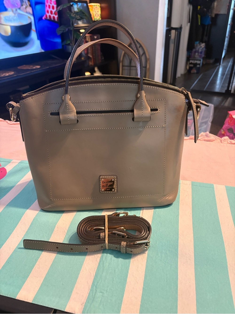 Dooney & Bourke Elephant Leather Satchel with Removable Strap